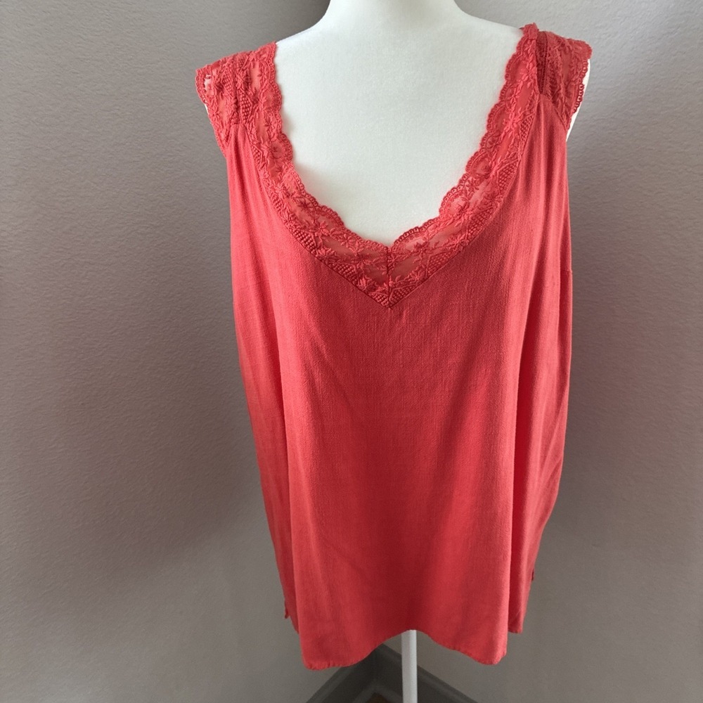 Umgee USA XL Sleeveless Crochet Lace Trim Babydoll Tank Top Boho Cottagecore Y2K